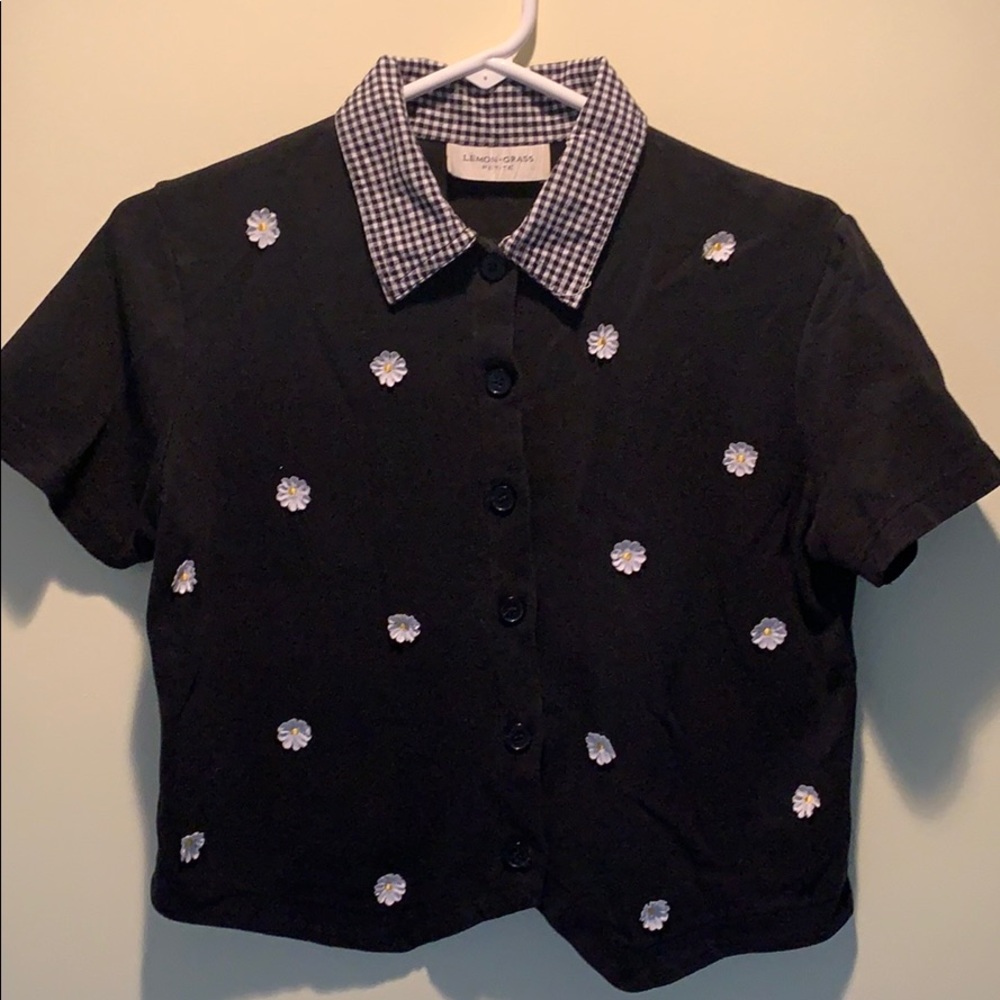 Vintage Lemon Grass flower button up